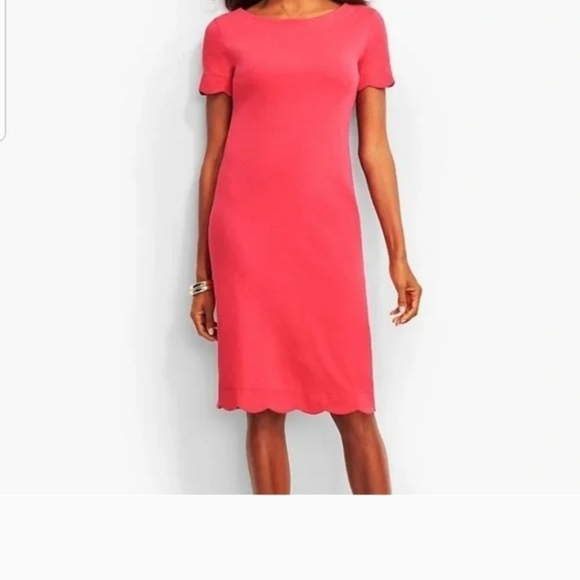 Talbots Woman Coral Scalloped Short sleeve shift dress size X - Picture 1 of 7